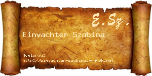 Einvachter Szabina névjegykártya